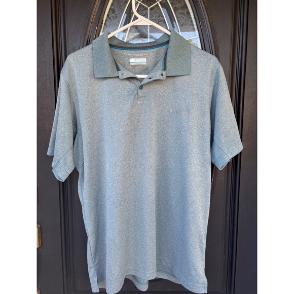 Columbia Other - Columbia Mens Omni-Shade Polo Shirt Blue Green Textured Short Sleeve XM6449 L
